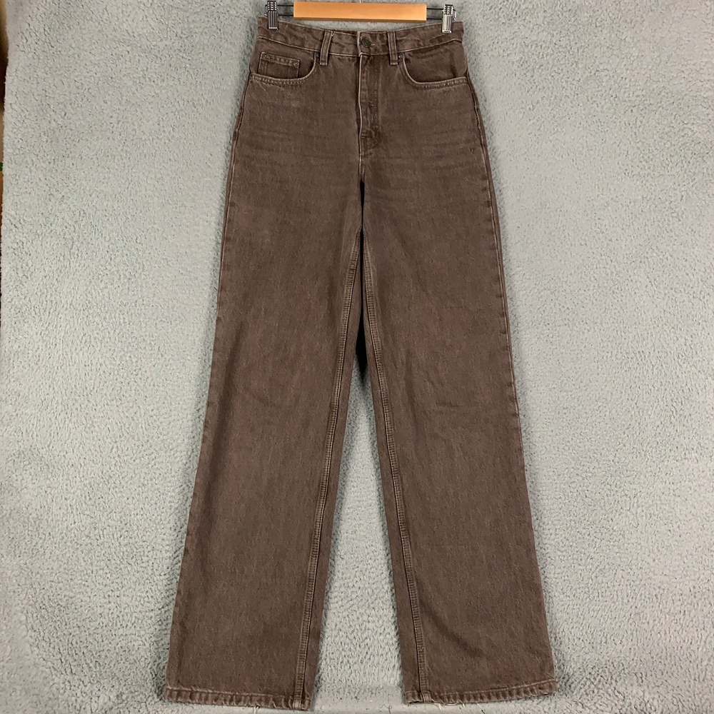 12 STOREEZ Straight Leg Jeans Women's 27 Brown High Rise Denim Casual Minimalist
